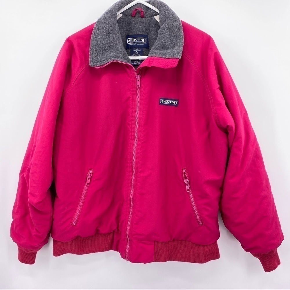 Lands' End Dark Pink Fleeced Lined Women's Winter Jacket Size Medium